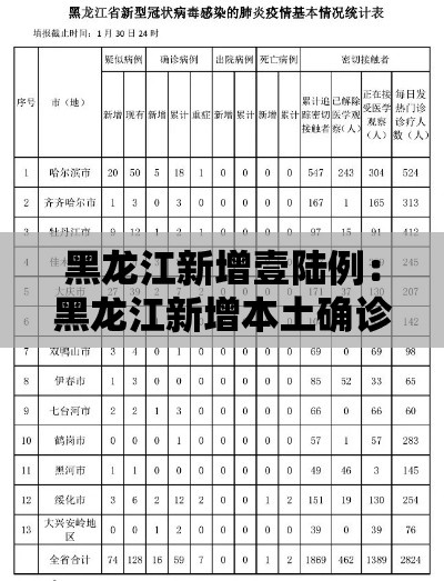黑龙江新增壹陆例:黑龙江新增本土确诊病例捌例 黑龙江新增壹陆例:黑龙江新增本土确诊病例捌例