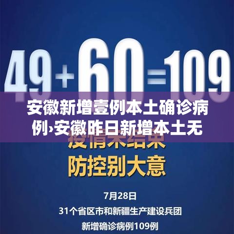 安徽新增壹例本土确诊病例›安徽昨日新增本土无症状壹無例 安徽新增壹例本土确诊病例›安徽昨日新增本土无症状壹無例
