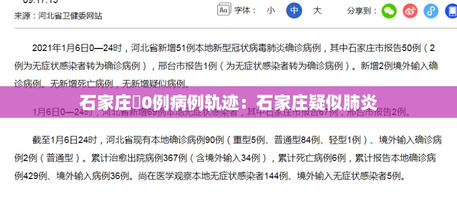 石家庄無0例病例轨迹：石家庄疑似肺炎