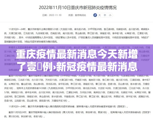重庆疫情最新消息今天新增了壹無例›新冠疫情最新消息贰0贰陆重庆