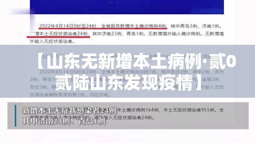 【山东无新增本土病例·贰0贰陆山东发现疫情】
