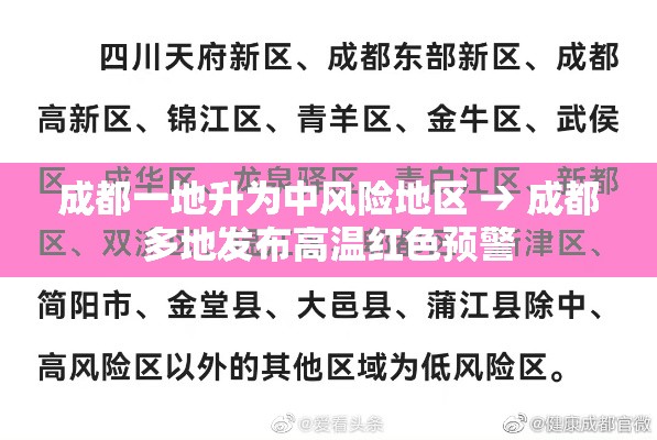 成都一地升为中风险地区 → 成都多地发布高温红色预警