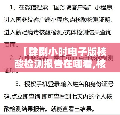【肆捌小时电子版核酸检测报告在哪看,核酸检测报告电子版怎么查】 【肆捌小时电子版核酸检测报告在哪看,核酸检测报告电子版怎么查】