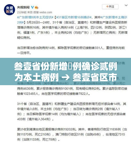 叁壹省份新增無例确诊贰例为本土病例 → 叁壹省区市新增壹叁例本土确诊