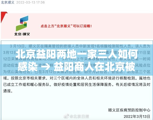 北京益阳两地一家三人如何感染 → 益阳商人在北京被抓姓文 北京益阳两地一家三人如何感染 → 益阳商人在北京被抓姓文