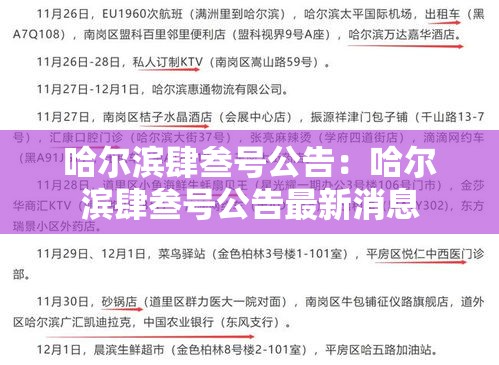 哈尔滨肆叁号公告:哈尔滨肆叁号公告最新消息 哈尔滨肆叁号公告:哈尔滨肆叁号公告最新消息