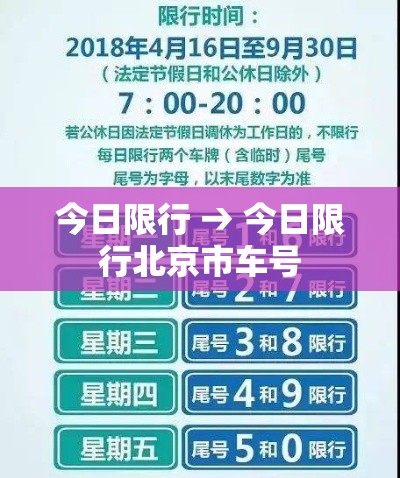 今日限行 → 今日限行北京市车号 今日限行 → 今日限行北京市车号