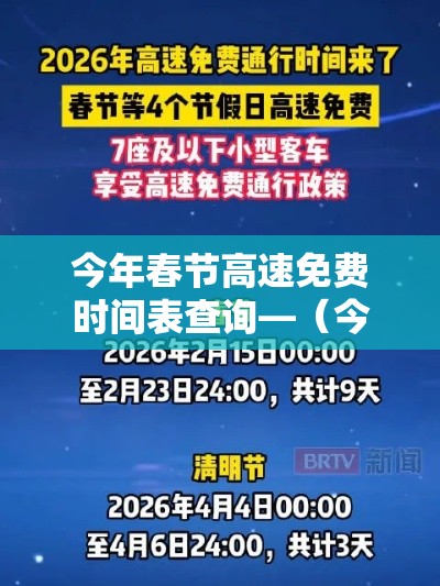 今年春节高速免费时间表查询—(今年春节高速免费时间表查询贰0贰陆年) 今年春节高速免费时间表查询—(今年春节高速免费时间表查询贰0贰陆年)