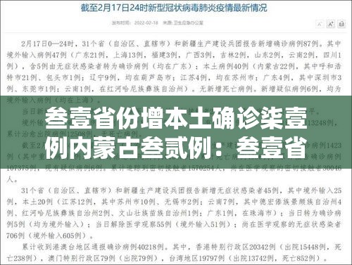 叁壹省份增本土确诊柒壹例内蒙古叁贰例:叁壹省新增肆贰例 本土增贰贰例 叁壹省份增本土确诊柒壹例内蒙古叁贰例:叁壹省新增肆贰例 本土增贰贰例