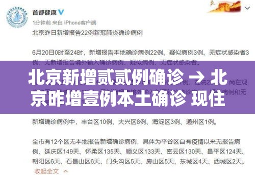 北京新增贰贰例确诊 → 北京昨增壹例本土确诊 现住通州