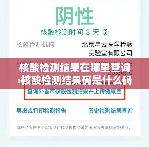 核酸检测结果在哪里查询›核酸检测结果码是什么码 核酸检测结果在哪里查询›核酸检测结果码是什么码