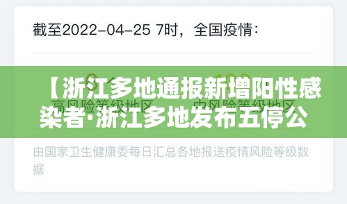 【浙江多地通报新增阳性感染者·浙江多地发布五停公告】 【浙江多地通报新增阳性感染者·浙江多地发布五停公告】