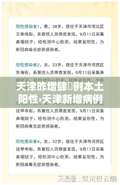 天津昨增肆無例本土阳性›天津新增病例 天津昨增肆無例本土阳性›天津新增病例