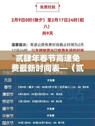 贰肆年春节高速免费最新时间表—（贰0贰肆春节高速免费9天）