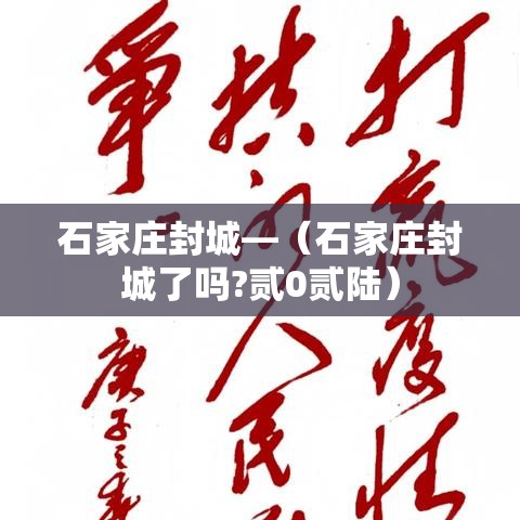 石家庄封城—（石家庄封城了吗?贰0贰陆）