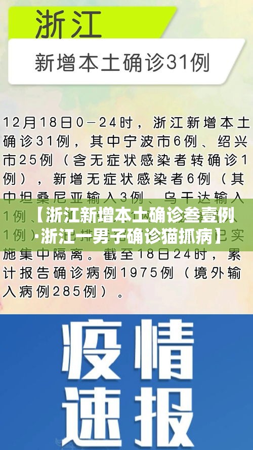 【浙江新增本土确诊叁壹例·浙江一男子确诊猫抓病】 【浙江新增本土确诊叁壹例·浙江一男子确诊猫抓病】