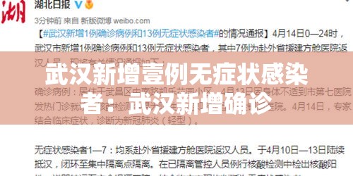 武汉新增壹例无症状感染者:武汉新增确诊 武汉新增壹例无症状感染者:武汉新增确诊
