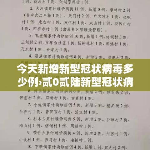 今天新增新型冠状病毒多少例›贰0贰陆新型冠状病毒疫情