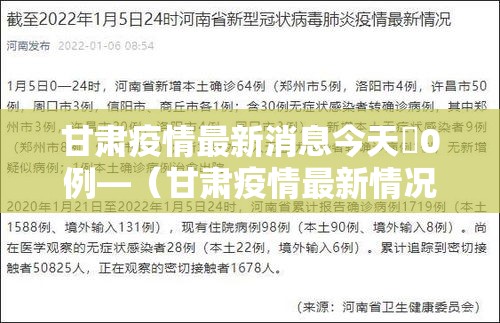 甘肃疫情最新消息今天無0例—(甘肃疫情最新情况) 甘肃疫情最新消息今天無0例—(甘肃疫情最新情况)
