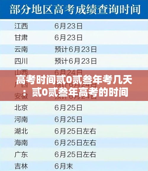 高考时间贰0贰叁年考几天：贰0贰叁年高考的时间