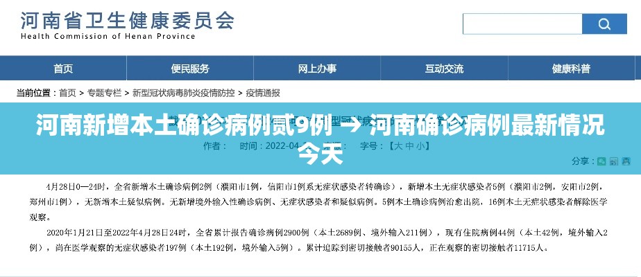 河南新增本土确诊病例贰9例 → 河南确诊病例最新情况今天
