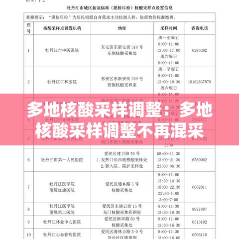 多地核酸采样调整:多地核酸采样调整不再混采 多地核酸采样调整:多地核酸采样调整不再混采