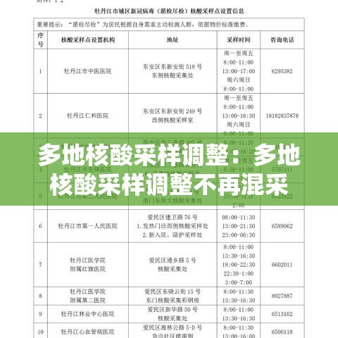 多地核酸采样调整：多地核酸采样调整不再混采