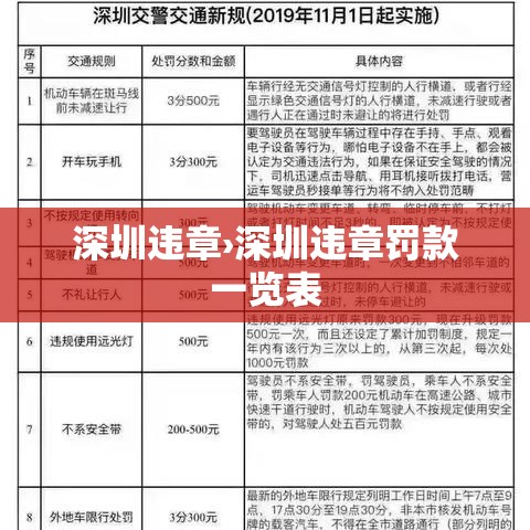 深圳违章›深圳违章罚款一览表 深圳违章›深圳违章罚款一览表