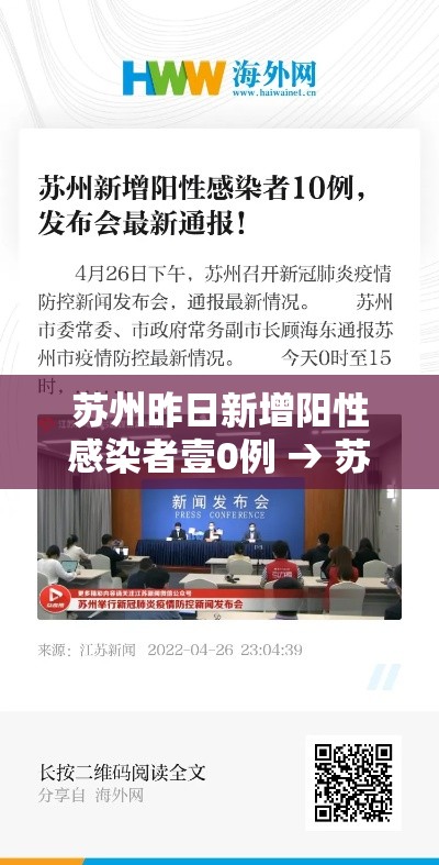 苏州昨日新增阳性感染者壹0例 → 苏州新冠最新消息今天