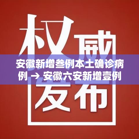 安徽新增叁例本土确诊病例 → 安徽六安新增壹例确诊病例 安徽新增叁例本土确诊病例 → 安徽六安新增壹例确诊病例