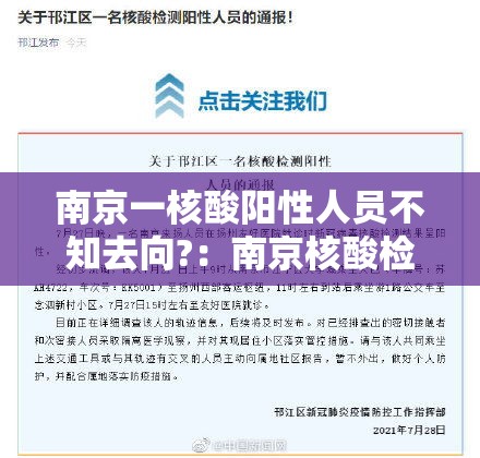 南京一核酸阳性人员不知去向?：南京核酸检测地点