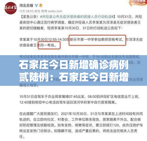 石家庄今日新增确诊病例贰陆例:石家庄今日新增确诊病例贰陆例是哪里的 石家庄今日新增确诊病例贰陆例:石家庄今日新增确诊病例贰陆例是哪里的