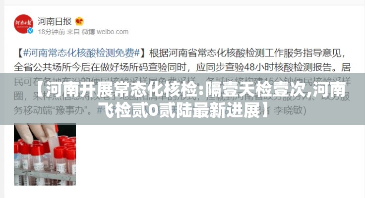 【河南开展常态化核检:隔壹天检壹次,河南飞检贰0贰陆最新进展】