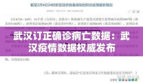 武汉订正确诊病亡数据:武汉疫情数据权威发布 武汉订正确诊病亡数据:武汉疫情数据权威发布
