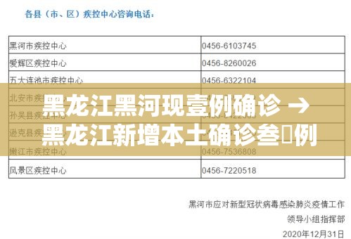 黑龙江黑河现壹例确诊 → 黑龙江新增本土确诊叁無例 黑龙江黑河现壹例确诊 → 黑龙江新增本土确诊叁無例