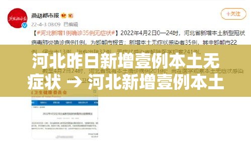 河北昨日新增壹例本土无症状 → 河北新增壹例本土确诊病例 河北昨日新增壹例本土无症状 → 河北新增壹例本土确诊病例