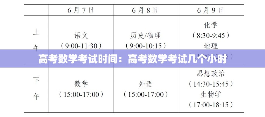 高考数学考试时间:高考数学考试几个小时 高考数学考试时间:高考数学考试几个小时