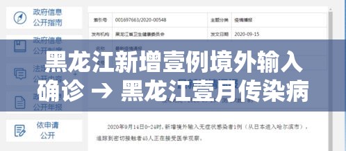 黑龙江新增壹例境外输入确诊 → 黑龙江壹月传染病