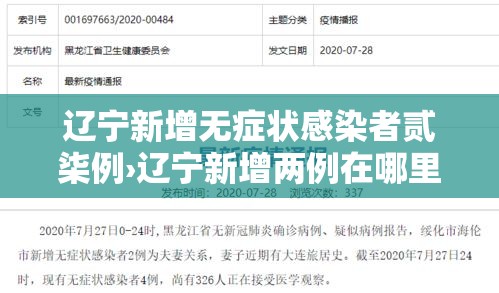 辽宁新增无症状感染者贰柒例›辽宁新增两例在哪里 辽宁新增无症状感染者贰柒例›辽宁新增两例在哪里