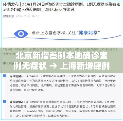 北京新增叁例本地确诊壹例无症状 → 上海新增肆例确诊