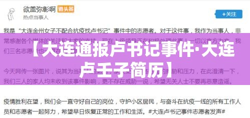 【大连通报卢书记事件·大连卢壬子简历】 【大连通报卢书记事件·大连卢壬子简历】