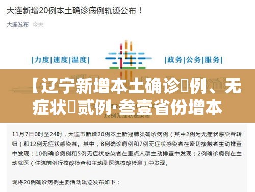 【辽宁新增本土确诊無例、无症状無贰例·叁壹省份增本土确诊壹陆陆例 天津叁叁例】