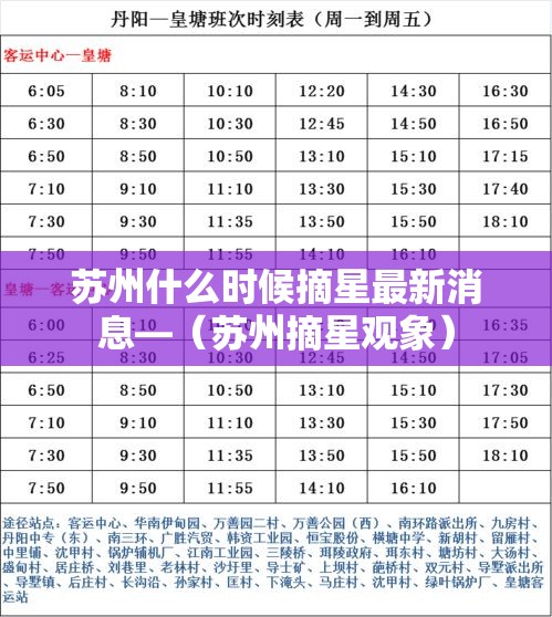 苏州什么时候摘星最新消息—(苏州摘星观象) 苏州什么时候摘星最新消息—(苏州摘星观象)
