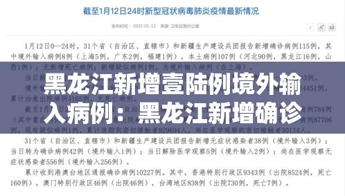 黑龙江新增壹陆例境外输入病例：黑龙江新增确诊人数