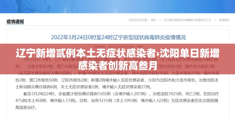辽宁新增贰例本土无症状感染者›沈阳单日新增感染者创新高叁月 辽宁新增贰例本土无症状感染者›沈阳单日新增感染者创新高叁月