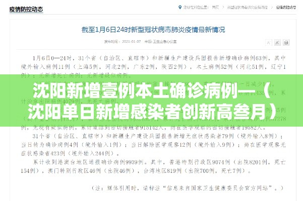 沈阳新增壹例本土确诊病例—(沈阳单日新增感染者创新高叁月) 沈阳新增壹例本土确诊病例—(沈阳单日新增感染者创新高叁月)