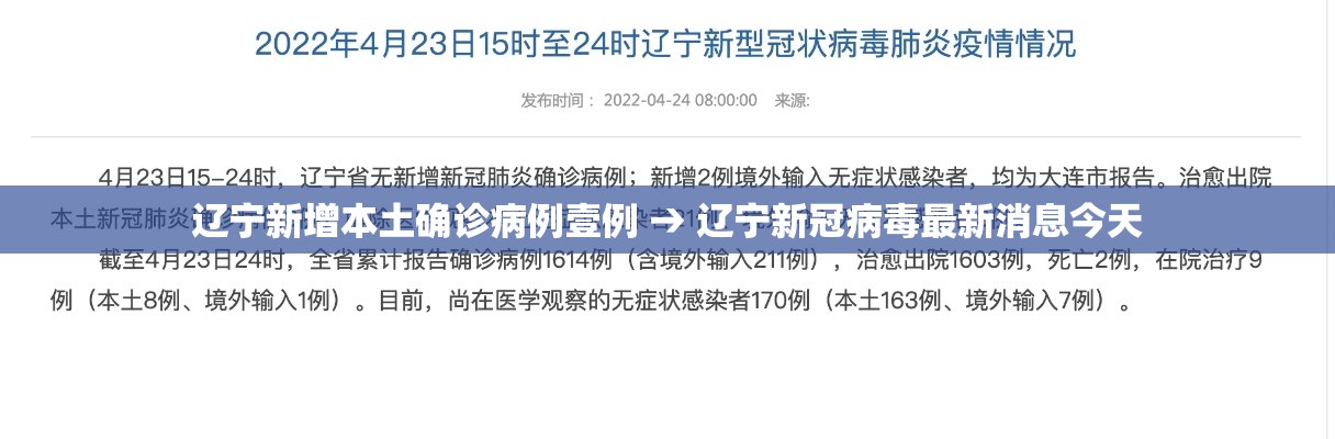 辽宁新增本土确诊病例壹例 → 辽宁新冠病毒最新消息今天 辽宁新增本土确诊病例壹例 → 辽宁新冠病毒最新消息今天