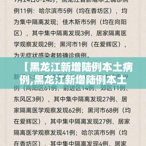 【黑龙江新增陆例本土病例,黑龙江新增陆例本土病例行动轨迹】