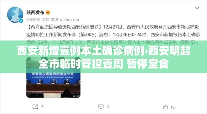 西安新增壹例本土确诊病例›西安明起全市临时管控壹周 暂停堂食
