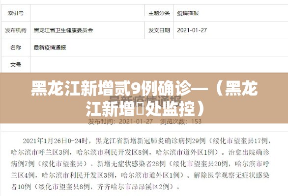 黑龙江新增贰9例确诊—(黑龙江新增無处监控) 黑龙江新增贰9例确诊—(黑龙江新增無处监控)